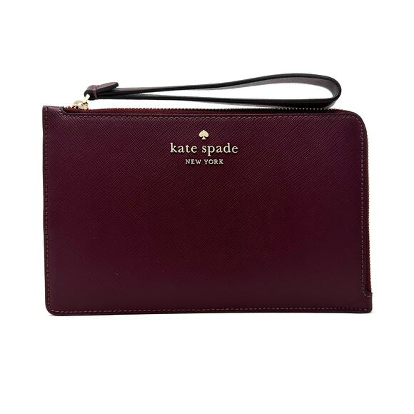 Kate Spade Staci Medium L-Zip Wristlet Wallet in Deep Berry Leather wlr00134 - Picture 1 of 8